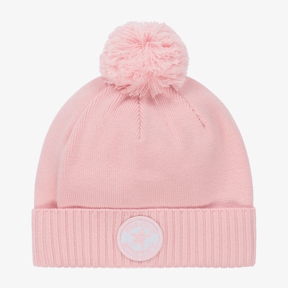 PERFECT MOMENT Patch Beanie Pure Pink NWT 100% Extrafine Merino Wool Pom Pom Hat - Picture 2 of 16